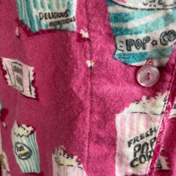 NWOT chick flicks and popcorn bamboo flannel pj top w/ contrasting trim BFF nite - Picture 4 of 16